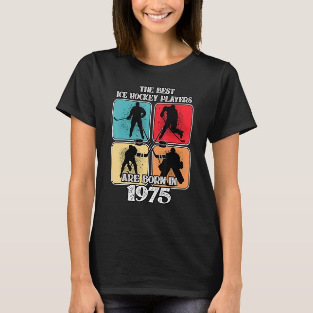 47 Year Old Ice Hockey Player 1975 47th Birthday V T-Shirt (Front)