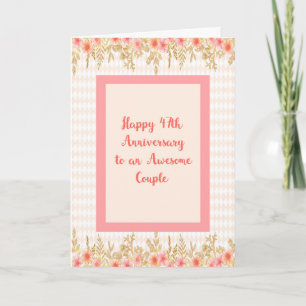 47th Anniversary Card, Peach with Floral Borders Card
