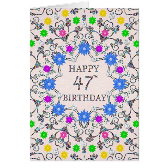 47th Birthday Abstract Flowers  (Front)