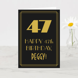 47th Birthday – Art Deco Inspired Look "47" & Name Card