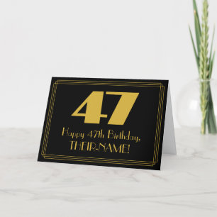 47th Birthday: Art Deco Inspired Look "47" & Name Card