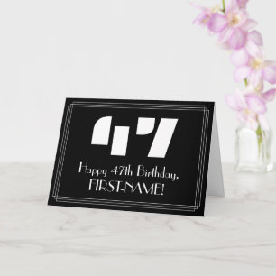 47th Birthday: Art Deco Inspired Look "47" & Name Card