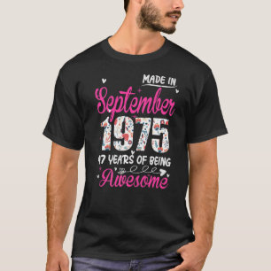47th Birthday Awesome Since September 1975 Floral T-Shirt