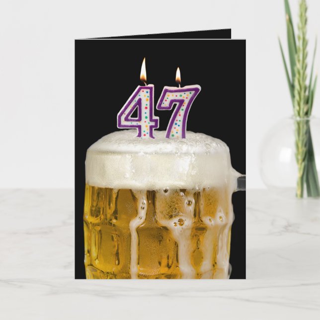 47th Birthday Beer on black Card (Front)