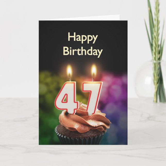 47th Birthday card with Candles (Front)
