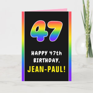 47th Birthday: Colourful Rainbow # 47, Custom Name Card