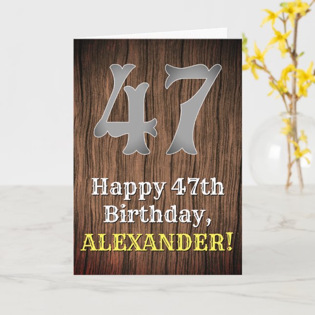 47th Birthday: Country Western Inspired Look, Name Card (Yellow Flower)
