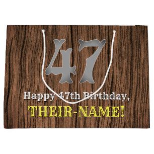 47th Birthday: Country Western Inspired Look, Name Large Gift Bag