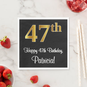 47th Birthday ~ Elegant Luxurious Faux Gold Look # Napkin