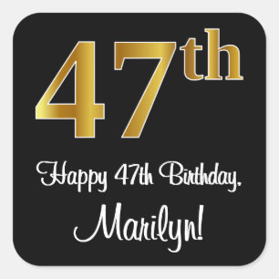 47th Birthday – Elegant Luxurious Faux Gold Look # Square Sticker