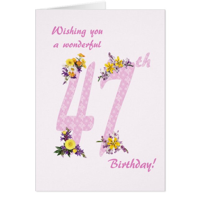 47th Birthday Flower Decorated Numbers (Front)
