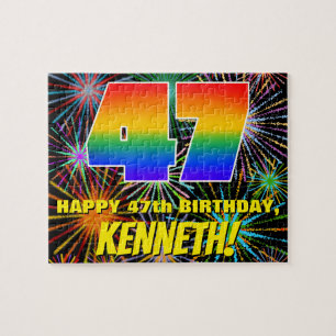 47th Birthday: Fun, Colourful Celebratory Firework Jigsaw Puzzle