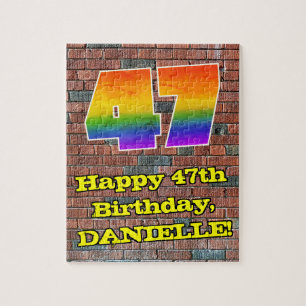 47th Birthday: Fun Graffiti-Inspired Rainbow 47 Jigsaw Puzzle