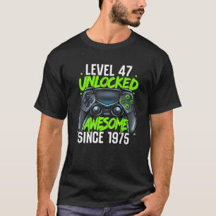47Th Birthday Gaming Level 47 Unlocked Awesome Sin T-Shirt