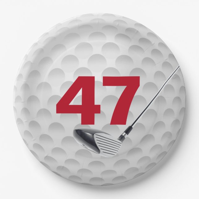 47th Birthday Golf Ball Design Paper Plate (Front)