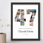 47th Birthday Number 47 Custom Photo Collage Poster<br><div class="desc">Celebrate 47th birthday with this personalised number 47 photo collage poster. This customisable gift is also perfect for wedding anniversary. It's a great way to display precious memories from your wedding and married life. The poster features a collage of photos capturing those special moments, and it can be customised with...</div>