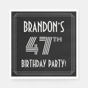 47th Birthday Party: Art Deco Style + Custom Name Napkin