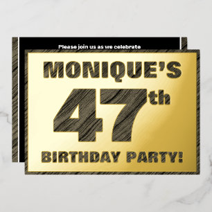 47th Birthday Party — Bold, Faux Wood Grain Text