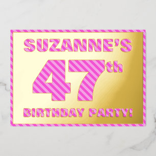 47th Birthday Party — Bold, Fun, Pink Stripes # 47