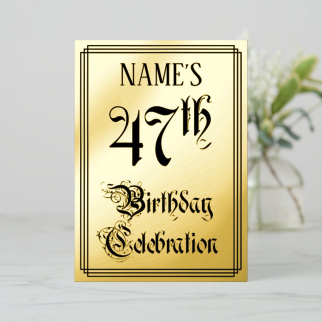 47th Birthday Party — Elegant Script + Custom Name (Standing Front)
