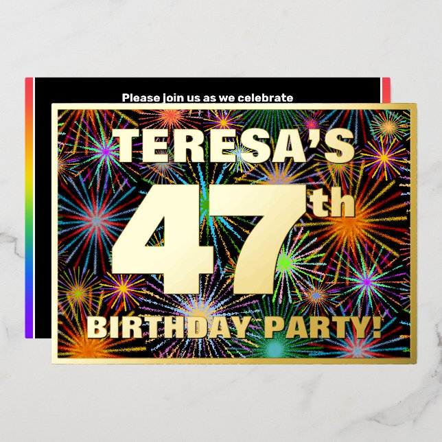47th Birthday Party — Fun, Colourful Fireworks Loo (Front/Back)