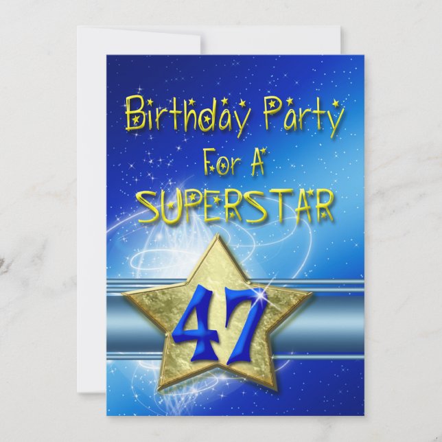 47th Birthday party Invitation for a Superstar. (Front)