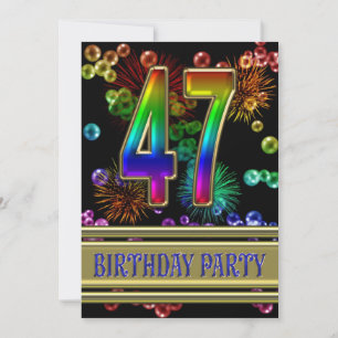 47th Birthday party Invitation with bubbles