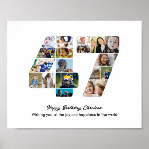 47th Birthday Party Number 47 Photo Collage Poster