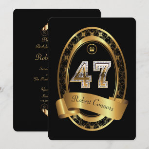 47th,birthday party woman man,elegant colour invitation