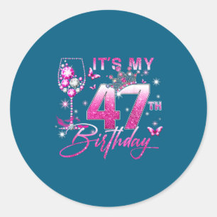 47th birthday pink 47 years old birthday queen classic round sticker