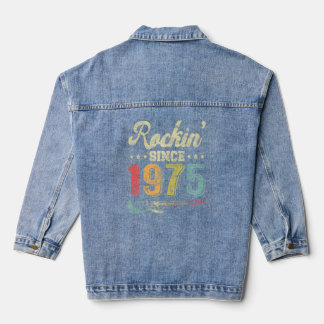 47th Birthday Vintage Guitar Rockin' Since 1975 Gu Denim Jacket