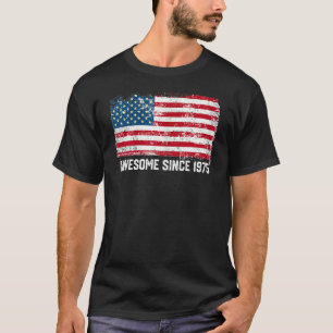 47th Birthday Vintage Usa Flag Awesome Since 1975 T-Shirt