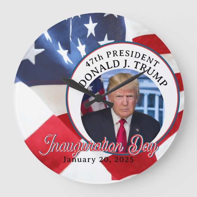 47th President Donald J. Trump Inauguration Day Large Clock (Front)