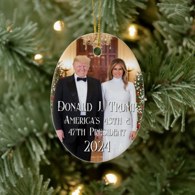 47th President Donald Trump Melania 2024 Christmas Ceramic Tree Decoration (Tree)
