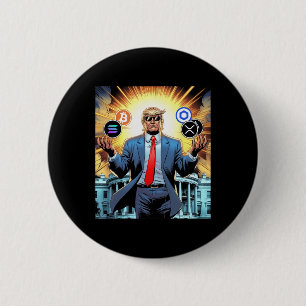 47th President Trump Crypto Hodler Coin Btc Sol Xr 6 Cm Round Badge