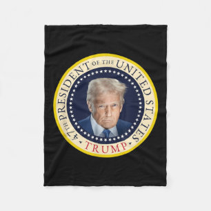 47th President Trump Official Portrait Seal 4th Of Fleece Blanket