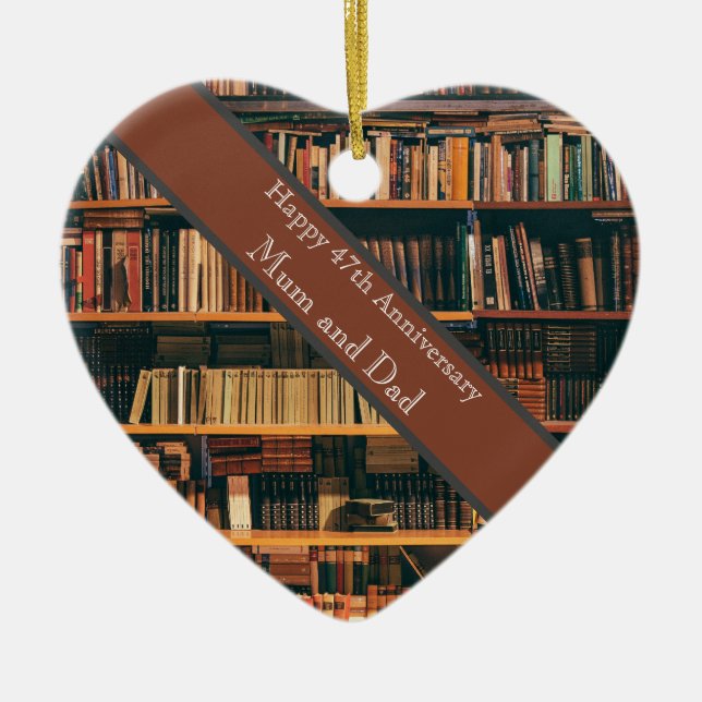 47th Wedding Anniversary Ceramic Tree Decoration (Front)