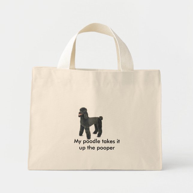 4861-Plush-BlackPoodle, My poodle takes it up t... Mini Tote Bag (Front)