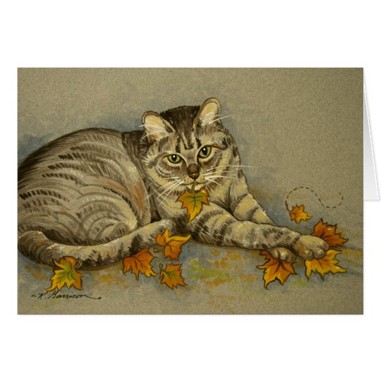 4872 Autumn Cat Birthday Card