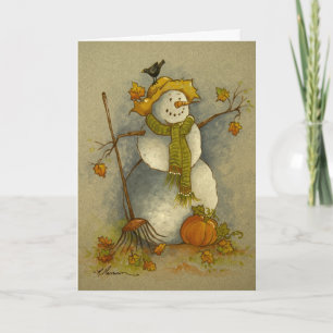 4878 Harvest Snowman Halloween Greeting Card