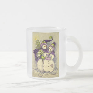 4882 Snowmen Christmas Frosted Glass Coffee Mug