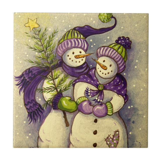 4882 Snowmen Christmas Tile (Front)