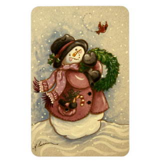 4886 Snowman Wreath Cardinal Magnet