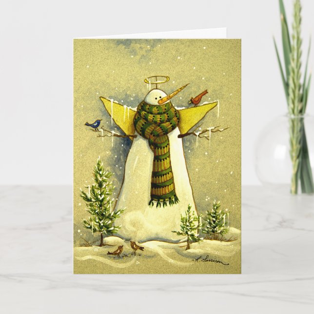 4894 Snow Angel & Birds Birthday Card (Front)