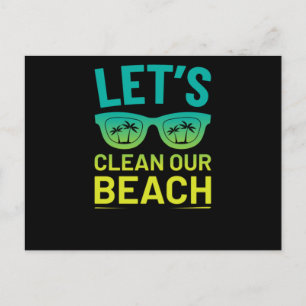 48.Beach CleanUp Lets Clean Our Beach Surfer Style Invitation Postcard