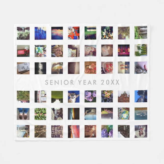 48 Instagram Photos Custom Fleece Throw Blanket (Front (Horizontal))