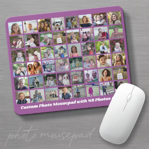 48 Photo Collage Grid - Chunky Text - purple Mouse Mat