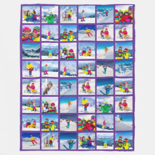 48 Photo Collage Royal Purple Fleece Blanket