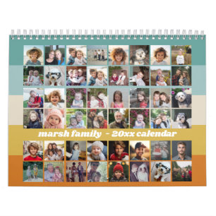 48 Photo - Retro Stripe Colourful Family Calendar