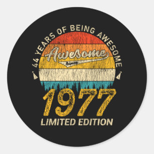 48 Year Old 1977 Retro Awesome 48th Birthday Gift Classic Round Sticker